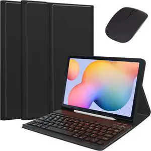 kaidisen Keyboard Case Mouse for Galaxy Tab S9+ / S9 FE+ / S8+ / S7+ / S7 FE 12.4 inch, Detachable Cute Color Keyboard Case Support S Pen ChargingBlack