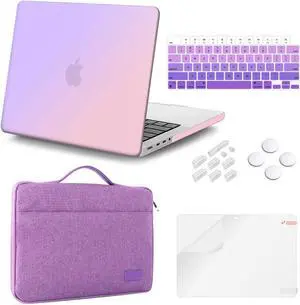 iCasso for MacBook Pro 14 inch Case 2024 2023 2021 Release M4 A3112 A3401 A3185 M3 A2918 A2992 M2 A2779 A2442 M1 Pro/Max, Bundle 5 in 1, Hard Shell Case, Sleeve Bag for Mac Pro 14, Gradient Purple