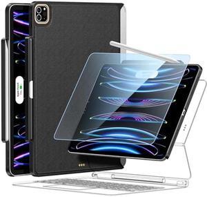 Magic-Keyboard Compatible Case for iPad Pro-12.9 - Cases with Pencil Holder & Screen Protector for Smart Keyboard Folio 6th/5th Generation Pro 12.9, Ultra-Thin and Slim (Keyboard Not Included, Black)