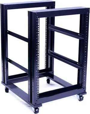 RAISING ELECTRONICS 15U 4 Post Open Frame 19inch Server/Audio Steel Rack 31inch Deep Aluminum UL Certified
