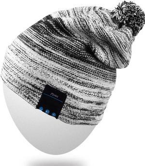 Rotibox Wireless Bluetooth Beanie Hat Pom Pom Headphone Headset Music Audio Cap for Women Men with Speaker & Mic Hands Free Outdoor Sports - Black