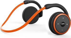 RTUSIA Small Bluetooth Headphones Wrap Around Head - Sports Wireless Headset with Built in Microphone and Crystal-Clear Sound, Foldable and Carried in The Purse, and 12-Hour Battery Life (Orange)