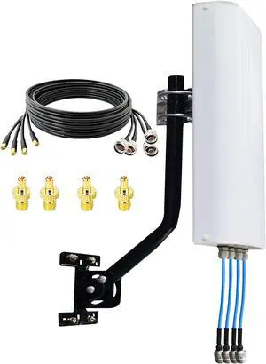 4x4 MIMO External Panel 5G 4G LTE Antennas/Directional Outdoor WiFi Antenna Long Range 698-4000 MHz for WiFi 5G 4G LTE Router &Hotspots(Full Kit)