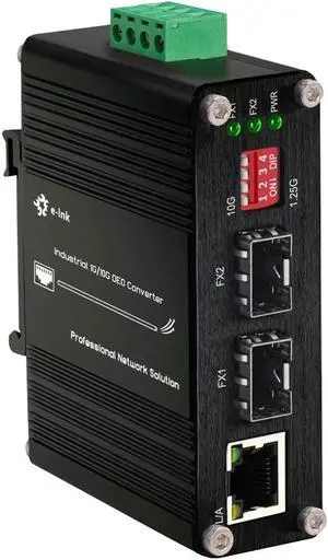 10G SFP+ to SFP+ Fiber to Fiber Media Converter 10G OEO Repeater 10G/Gigabit SFP Dial Switch 10/100/1000Base-T RJ45 SFP+ Media Converter Industrial 10G Fiber Media Converter Fiber Extender