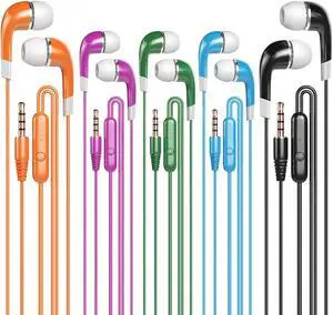 SP SOUNDPRETTY Kids Earbuds with Microphone 30 Pack, Bulk Earphones Headphones with Microphone SP-BS30MIC Stereo Disposable Wired Earbuds for Kids Students Classroom Schools