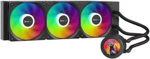 Gamepower Skadi LCD 360 AIO CPU Liquid Cooler, 2.1" Display for GIFS and Metrics, 360mm Radiator with 3X PWM HDB Fans, 14.5 W/mK Thermal Paste, Compatible with Intel LGA 1700, 1851, 115x, AMD AM4/AM5