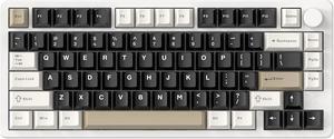 FELICON x Attack Shark X86 75% Aluminum CNC Wireless Mechanical Gaming Keyboard with Volume Knob,82 Key Gasket Hot Swappable RGB Custom Keyboard with 5-Layer Padding, BT/2.4GHz/USB-C-Milk White