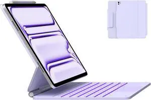 typecase Keyboard Case for iPad Pro 13-inch (M5 2025 / M4 2024), Magic Keyboard with 11 Colors Backlight, Keyboard Case with Pencil Holder, Multi-Touch Trackpad, Easy-Set Magnetic Stand, Light Purple