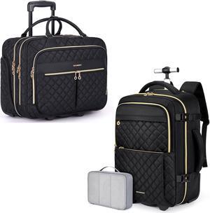 BAGSMART Rolling Laptop Bag Women+ Rolling Backpack for Women, Wheeled Backpack with Packing Cube, Briefcase for 17.3 Inch with Wheels Computer Case