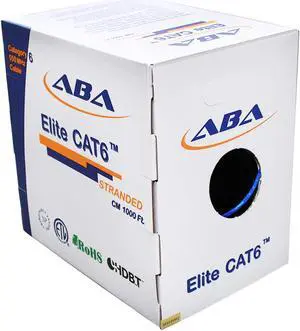 Elite Cat6 24AWG Stranded - CM, 1000ft, Unshielded, More Flexible, Bare Copper, 550MHz, ETL Listed & UL Listed, Bulk Ethernet Cable, Easy Pull Box, Blue | Create Custom Patch Cables