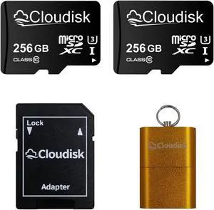 Cloudisk Pack of 2 Micro SD Card 256GB Flash Memory Card Micro SDXC C10, A2, U3, UHS-I (256GB)
