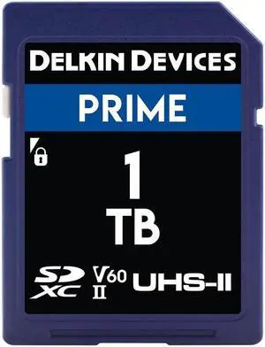 Delkin Devices Prime 1TB SD Card for Digital Camera | SDXC UHS-II (U3/V60)  High Endurance | 8K, 4K, Full HD, RAW Burst | DSLR SD Memory Card 128GB