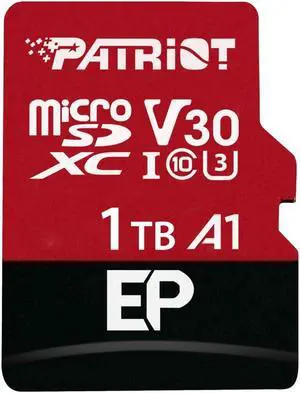 Patriot EP Series 1TB Micro SDXC V30 A1 UHS-I U3 4K UHD Memory Card - with SD Adapter - PEF1TBEP31MCX