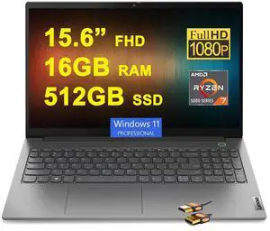 Lenovo ThinkBook 15 Gen 4 Business Laptop 15.6" FHD Anti-Glare AMD Octa-core Ryzen 7 5825U (Beats i7-1355U) 16GB RAM 512GB SSD Fingerprint USB-C FHD 1080p Privacy Camera Win11Pro Grey + HDMI Cable