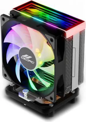 OCPC CPU Cooler  Single-Tower Air Cooler with 120mm PWM Fan, Mirror RGB Top, 4 Heatpipes, 8001800 RPM, Compatible with AMD AM4/AM5 & Intel 1700/1200/115X