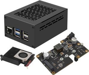 Geekworm X1012 PCIe to M.2 HAT Key-M NVMe SSD and POE Shield+Metal Case P579+Active Cooler H505 for Raspberry Pi 5