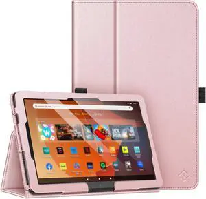Fintie Folio Case for All-New Amazon Fire HD 10 and 10 Plus Tablet (13th/11th Generation, 2023/2021 Release) - Slim Fit Standing Cover with Auto Sleep/Wake, Rose Gold