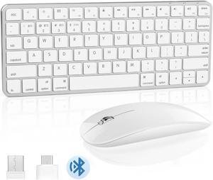Wireless Keyboard and Mouse for Mac 5 in 1 Aluminum Keyboards Bluetooth Rechargeable Mouse Compatible with iMac MacBook iPad and All MacOS iOS Windows Android Devices