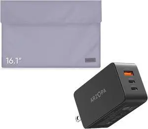 ARZOPA 65W USB C Charger Block & 16.1" Portable Monitor Sleeve Bag