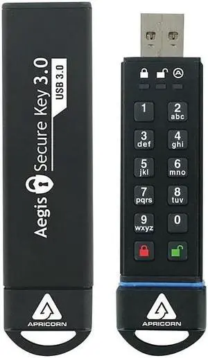 Apricorn 60GB Aegis Secure Key FIPS 140-2 Level 3 Validated 256-bit Encryption USB 3.0 Flash Drive (ASK3-60GB)
