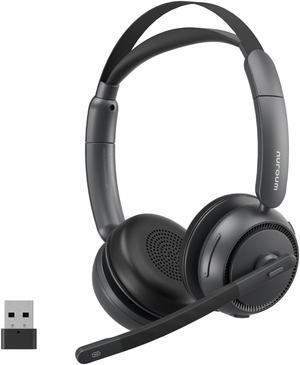 NUROUM Wireless Headset with Mic for Work, Bluetooth Headset with Noise Cancelling Microphone, Mute Button, USB/Dongle for PC/Computer/Laptop for Zoom/Teams, Office/Call Center/Work from Home HP31DU