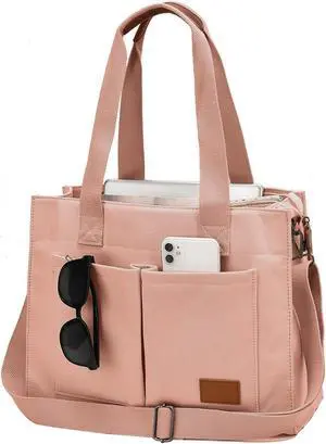 Barsine Laptop Bag for Women With Pockets 15.6 Inch Large Canvas Tote Purse for Work Travel