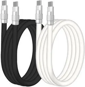 chubbycable Couple Chubby - 2-Pack 240W USB C Cable Extra Thick Silicone Fast Charging Cable Compatible with iPhone 16/15 Series iPad Galaxy Series, Black+White, Type-C to Type-C, 6.6FT