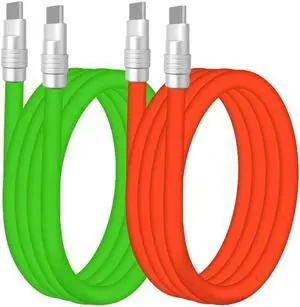 chubbycable Couple Chubby - 2-Pack 240W USB C Cable Extra Thick Silicone Fast Charging Cable Compatible with iPhone 16/15 Series iPad Galaxy Series, Green+Red, Type-C to Type-C, 8.2FT