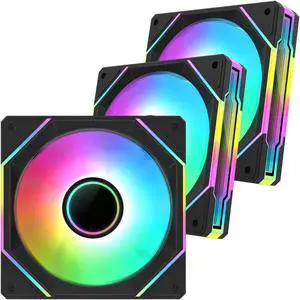 Cooler Power 120mm Black Mirror RGB Fans, Premium PC Fans, High Airflow, Ultra-Quiet Speed Control (PWM), Universal RGB SYNC(Aura, Fusion, Mystic) (Black, 3 Pack)