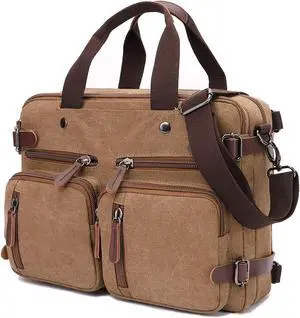 3 in 1 Convertible Laptop Backpack, 17.3 inch Messenger Bag for Men, Multi-Functional Travel Laptop Bag for College Men Women (17.3 Inch, Coffee)