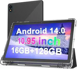 11 inch Tablet with Case, Android 14 Tablet, 16GB RAM 128GB ROM/1TB MAX, Octa-core CPU, 1280*800 HD Large Full Screen, 8000mAh Battery, Dual Stereo Speakers, 2.4+5G WiFi6 BT 5.0, 5MP+13MP Dual Cameras