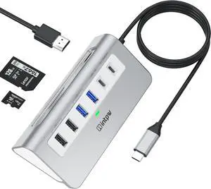 intpw USB C Hub, 9-in-1 Laptop Docking Station with 3.28FT Cable, USB HUB for Laptop with 4K HDMI, PD 100W, USB-C and 2 USB A 3.0 5Gbps, 2 USB A 2.0, SD/TF Slot for MacBook Air/Pro iPad Type-C Laptop