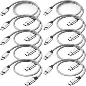 DteeDck USB C to Micro USB Cable 1ft 10 Pack, Type C Adapter Cable Braided Male to Male for Charging & Data Transmission - 30.5CM/12inch