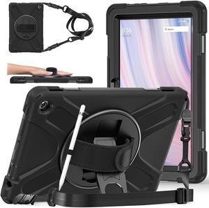 DreamerX for  Fire HD 10 Tablet Case 13th Generation 2023, Shockproof Rugged Protective Kindle Fire HD 10 Kids Case Cover with Rotating Hand Strap Stand Pen Holder Carrying Shoulder Strap, Black
