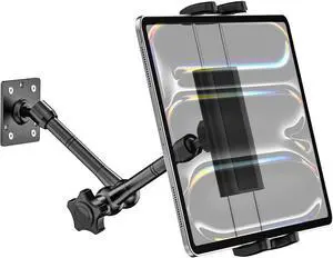 Dosvsi Tablet Wall Holder, Metal Magic Arm Tablet Wall Mount, Drill Base Phone Wall Stand for Kitchen/Office/Kiosk, Fits iPad Pro 12.9 Air Mini, Galaxy Tab/Z Fold/Z Flip, iPhone, 4-13" Devices