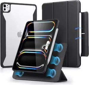 ESR for iPad Pro 13 Inch Case M4(2024), iPad Pro 13 Case with Pencil Holder, Removable Magnetic Cover, Vertical Stand, Fully Supports Pencil Pro and Pencil(USB-C), Rebound 360 Series, Black