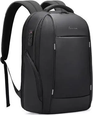 FABIEN CHERON Laptop Backpack for Men,17.3 Inch Professional Backpack for Travel Carry on Flight Approved,Anti Theft Backpack with Lock and USB Charging Port(Black)