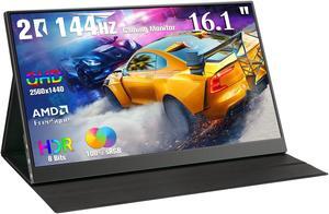 Feiasia Portable monitor 2K 144Hz 16.1 Inch 2560X1440P Portable Gaming Monitor QHD FreeSync 100% sRGB HDR Ultra Slim For Laptop Travel Monitor External Screen PC Xbox PS4-5 Switch With Smart Cover