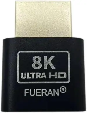 FUERAN 2K 4K 8K HDMI Dummy Plug-Virtual Monitor Display Emulator Headless Adapter 3840x2160@60Hz 1080@120HDR DVI EDID Emulator (2K-1080P-20P)
