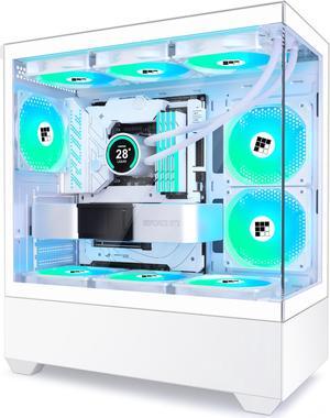 FOIFKIN PC Case - Pre-Installed 5 PWM ARGB Fan, ATX Mid-Tower Gaming PC Case, F1 (White, F1)