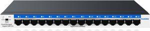 16 Port Gigabit Switch, Easy Smart Managed Ethernet Switch, Network Hub, Ethernet Splitter, Plug & Play, Fanless Metal Design, VLAN, Qos&IGMP Snooping, Desktop or Wall Mount