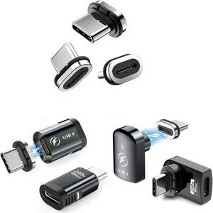 HanCenDa 240W Magnetic USB C Adapter, 4Pack USB C Magnetic Adapter 24Pin 180 Degree Type C Adapter with USB4 40Gbps Data Transfer 8K 60Hz Video