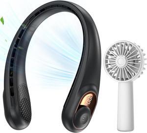 KIDEE Portable Fan, Neck Fan & Mini Handheld Fan, 3 Speeds, USB Rechargeable, Long Use Time, Battery Operate Small Personal Fan for Outdoor Indoor Office Travel