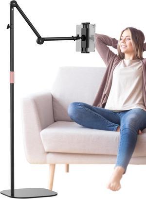Klsniur Tablet Floor Stand, Angle/Height Adjustable Overhead Bed Phone Holder with Non-Slip Stable Heavy Duty Base, Compatible with iPad Mini Air Pro, Galaxy Tab, Kindle, Cell Phones (4.5''-13'')