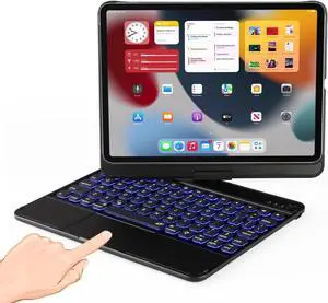 LENRICH Keyboard case for iPad 10th Generation 10.9 inch 2022 10 Gen, Multi Touchpad 360 Swivel Light Thin Cover Backlight