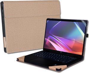 Cover Case for HP Envy x360 2-in-1 Laptop 14-FA 14z-FA & 14-fc 14t-fc &for HP Spectre x360 14-EU 14t-EU,PU Leather Protective Sleeve with Foldable Cooling Bracket (Champagne Gold)