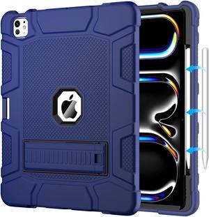 MARIWIVI Case for iPad Pro 13 inch Case 2024 (M4), iPad 13 Pro Case with Pencil Holder, Built-in Stand Shockproof Rugged Protective Cover for iPad Pro 13 inch 2024 7th Gen (Navy Blue)
