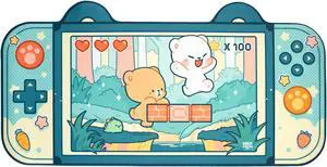 Blue Level Up Desk Mat Authentic Milkmochabear Merchandise (35.4" x 18.1") Inches Cute Extra Large Gaming Mouse Pad with Non-Slip Rubber Base for Computer Keyboard Laptop Home Office Accessories