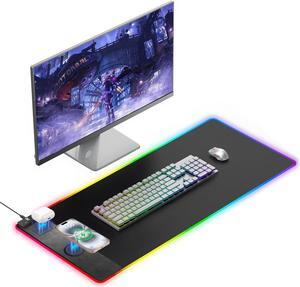 Miroddi Wireless Charging Mouse Pad RGB Gaming Mousepad, 31.5"x15.7" Extra Large Desk Mat, 13 Light Modes, Non-Slip Rubber Base Ultra-Smooth Surface Keyboard Mat for PC, MacBook, Laptop, Desk