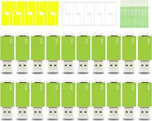 USB Memory Stick 4GB USB Flash Drive 20 Pack, Nicepicten USB Drive Thumb Drive Bulk 4GB Zip Drive USB Jump Drives Multipack Pendrive Memoria USB Pen Drive with Lanyadrs & Label, Green 20PCS 4GB U Disk